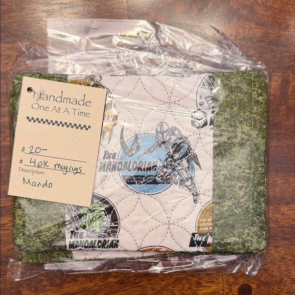Star Wars The Mandalorian Green and White Quilted Mug Rugs (Set)